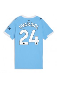 Manchester City Josko Gvardiol #24 Jalkapallovaatteet Naisten Kotipaita 2025-26 Lyhythihainen